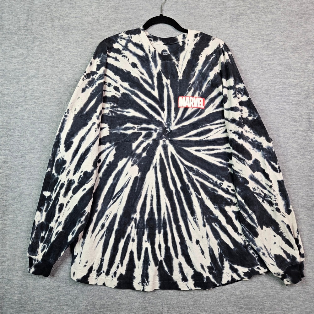 Marvel Spirit Jersey Avengers Tie Dye Long Sleeve Shirt XXL Black White MCU